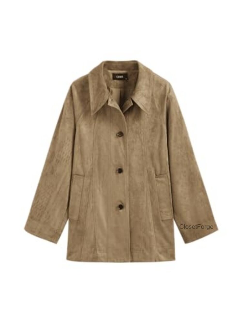 Oversized Suede Casual Jacket Long Sleeve Cocoon Fit Women's Outerwear